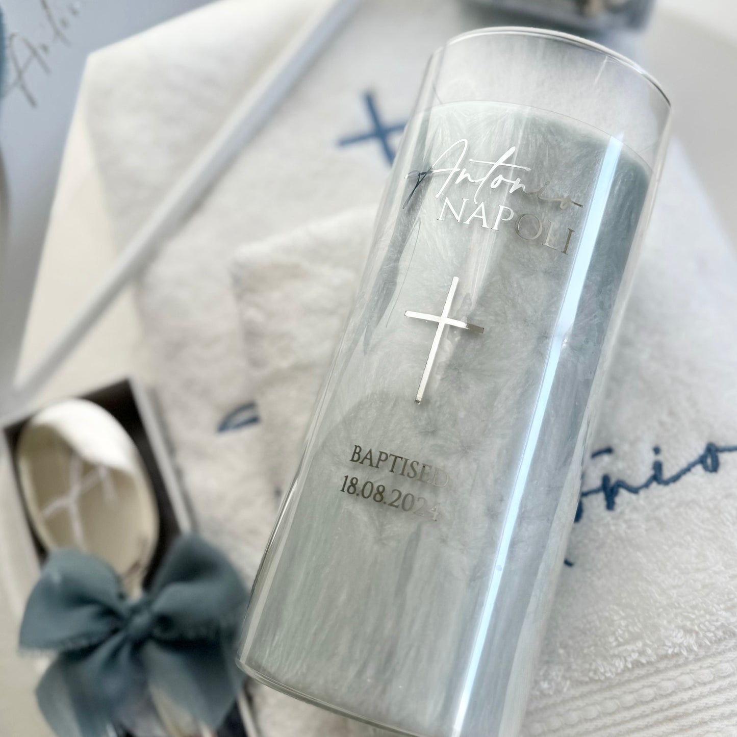 Glass Christening Candle