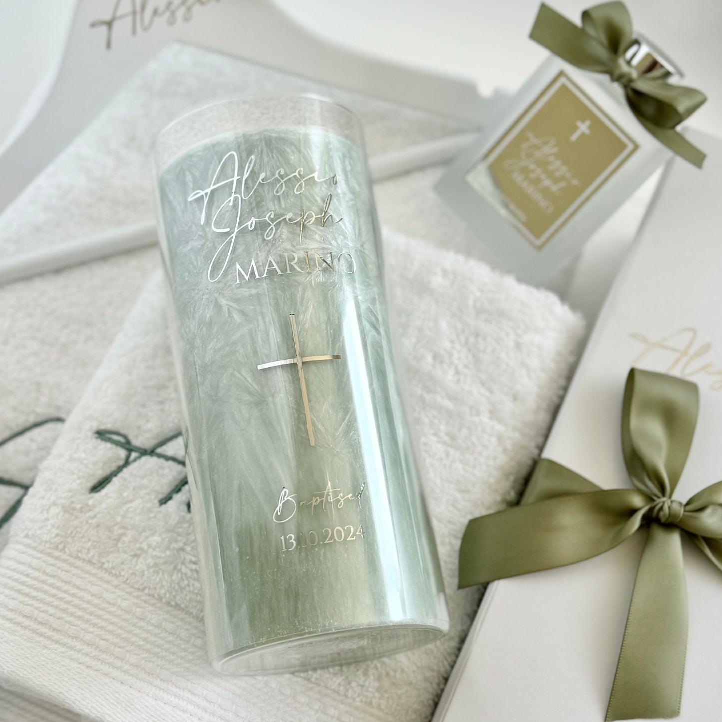Glass Christening Candle
