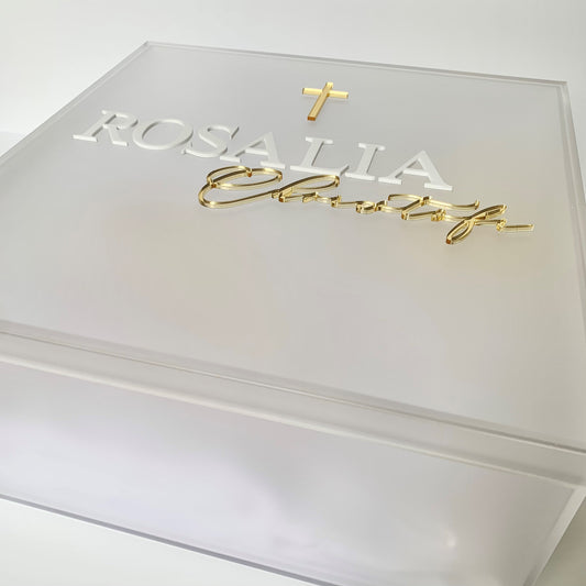 Frosted Square Acrylic Christening Box