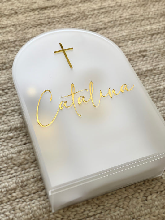 Frosted Arch Acrylic Christening Box