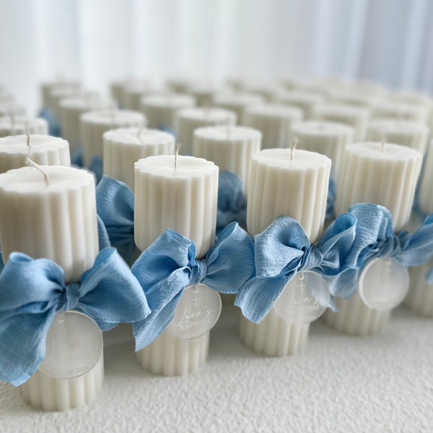 Hourglass Candle Favours - Twist Ribbed Pillar