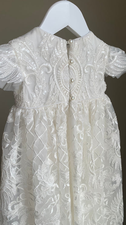 'MADI' Lattice Lace Christening Gown