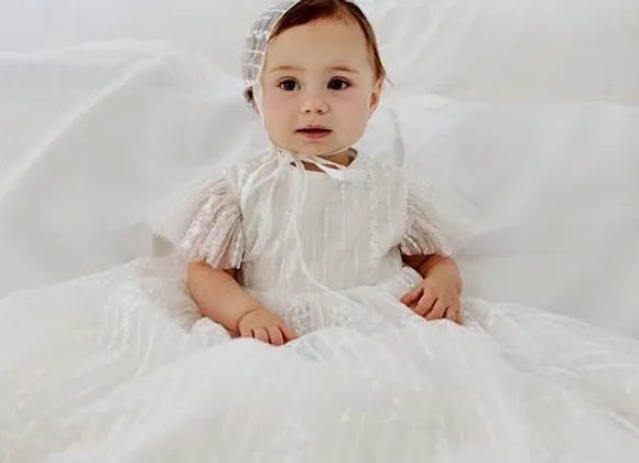 'LILY' Embroidered Lace Christening Gown