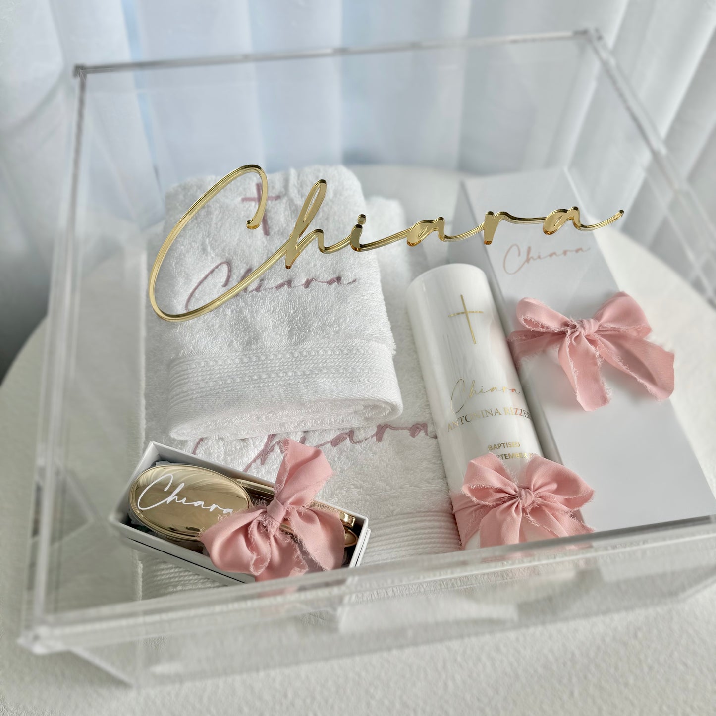 Clear Square Acrylic Christening Box