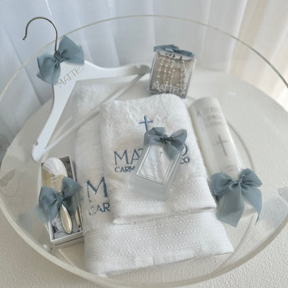 Round Catholic Christening Box Package - Acrylic Box Included