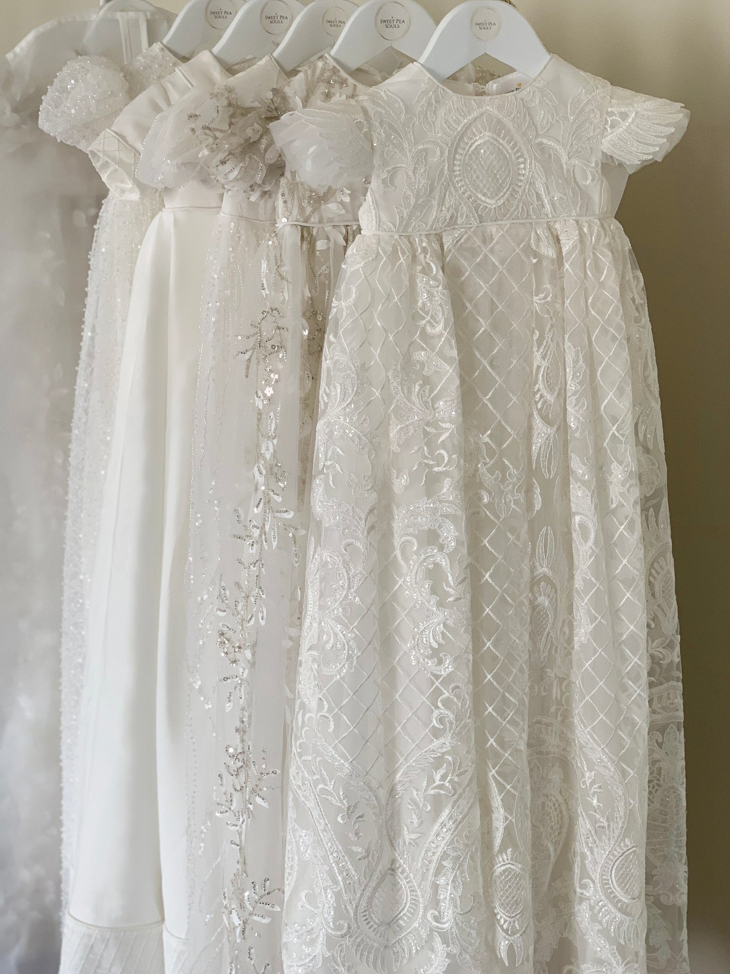 'MADI' Lattice Lace Christening Gown