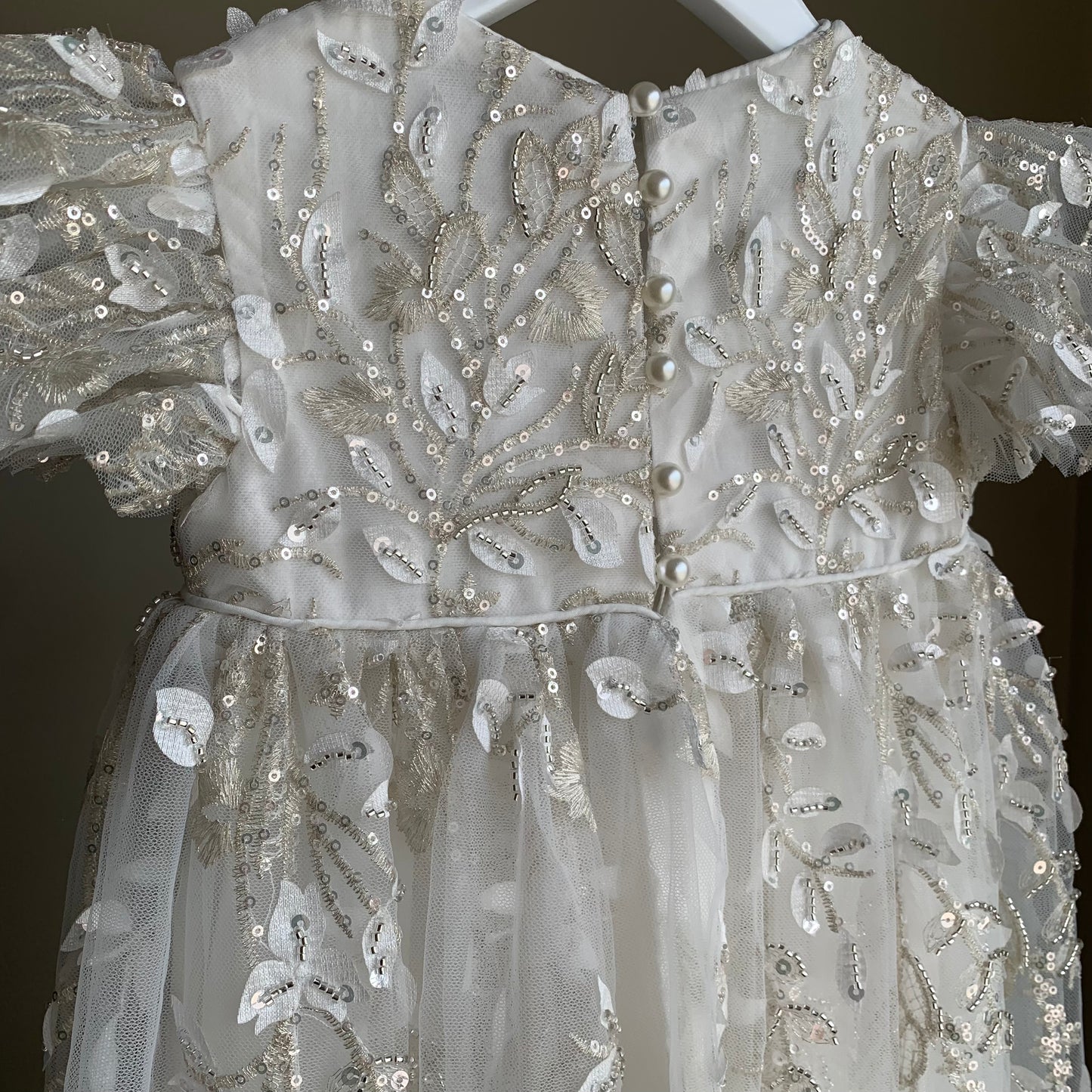 'CORA' Embroidered Beaded Christening Gown