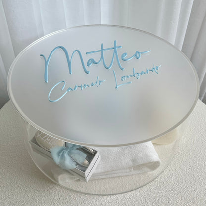 Round Catholic Christening Box Package - Acrylic Box Included