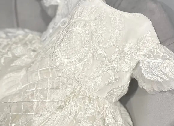 'MADI' Lattice Lace Christening Gown