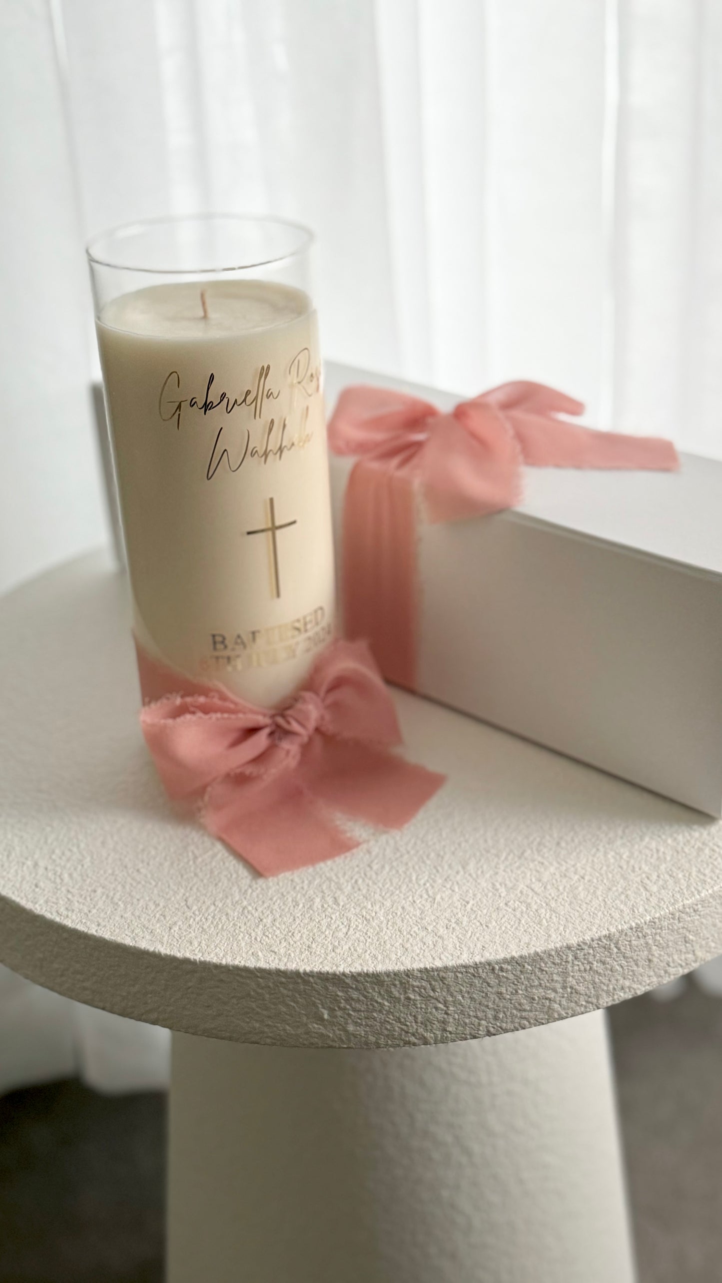 Glass Jar Christening Candle