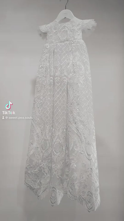 'MADI' Lattice Lace Christening Gown