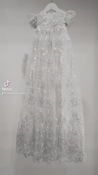 'CORA' Embroidered Beaded Christening Gown