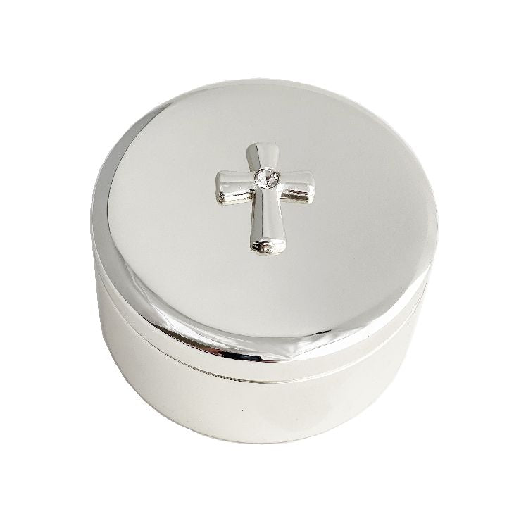 Silver Plated Cross Trinket Box